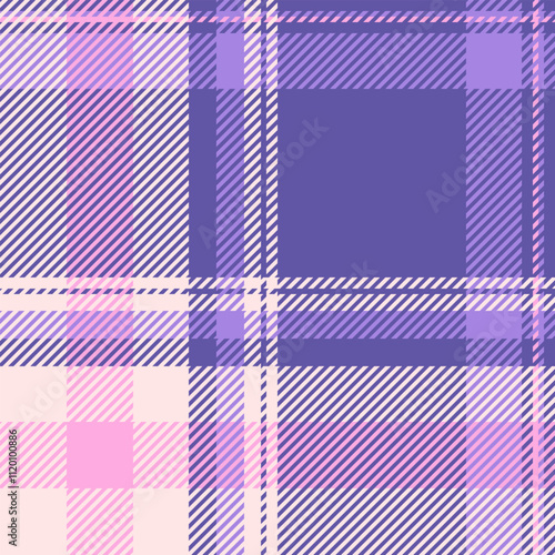 Lumberjack tartan check pattern, printout fabric background plaid. Path texture textile vector seamless in indigo and misty rose colors.
