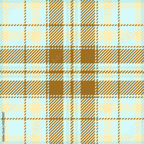 Dress background fabric pattern, greeting check texture textile. Rustic seamless plaid tartan vector in light and amber colors.