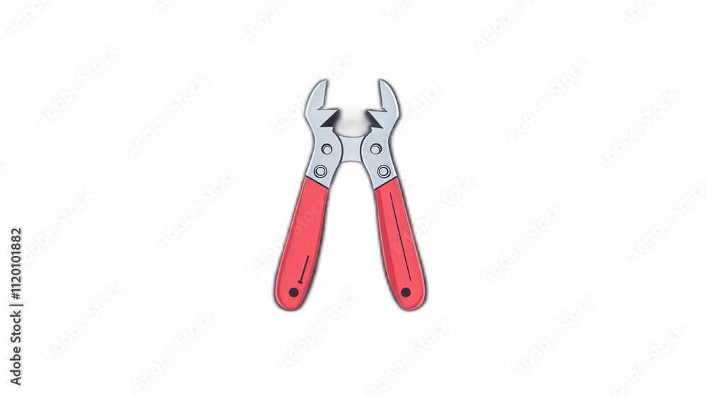 Cartoon Style Red Handled Pliers with Open Grip for Tools