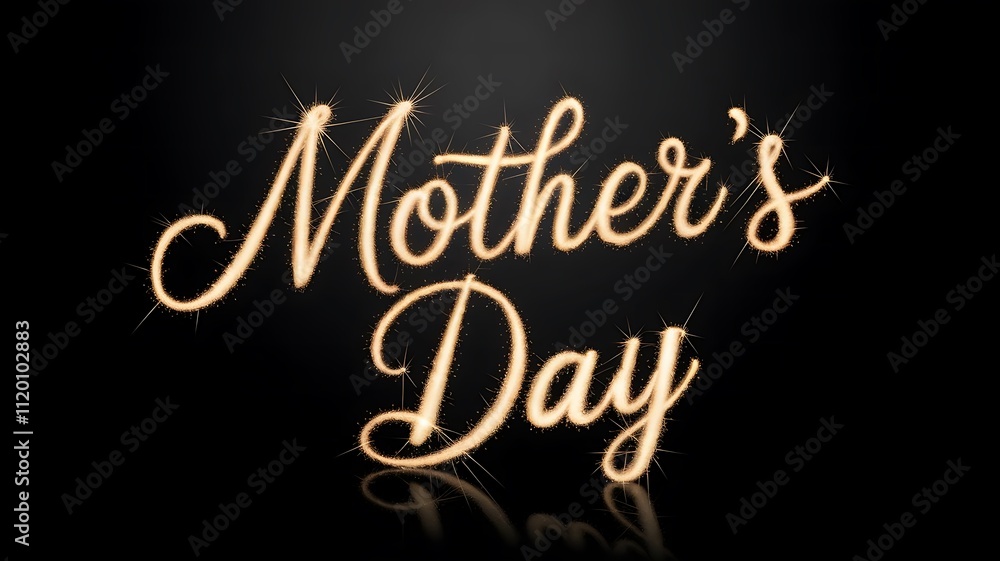 Vibrant Golden Script Text Effect for Mother’s Day on a Deep Black Background with Sparkler-Like Glow and Reflections Vibrant Golden Script Text Effect for Mother’s Day on a Deep Black Background with Sparkler-Like Glow and Reflections