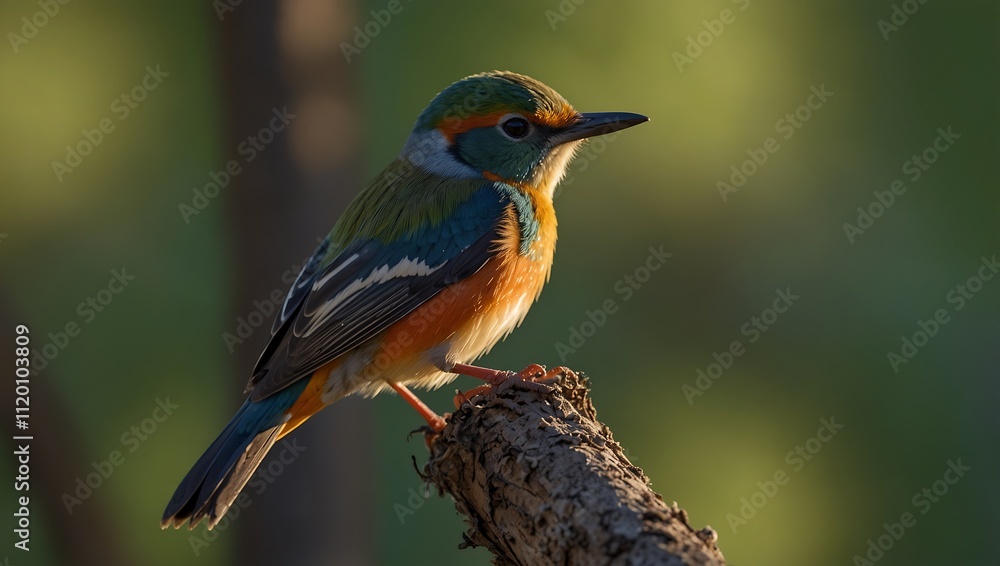 A brightly colored bird perched on a branch, showcasing vibrant green, orange, and blue feathers against a soft background. A brightly colored bird perched on a branch, showcasing vibrant green, orange, and blue feathers against a soft background.