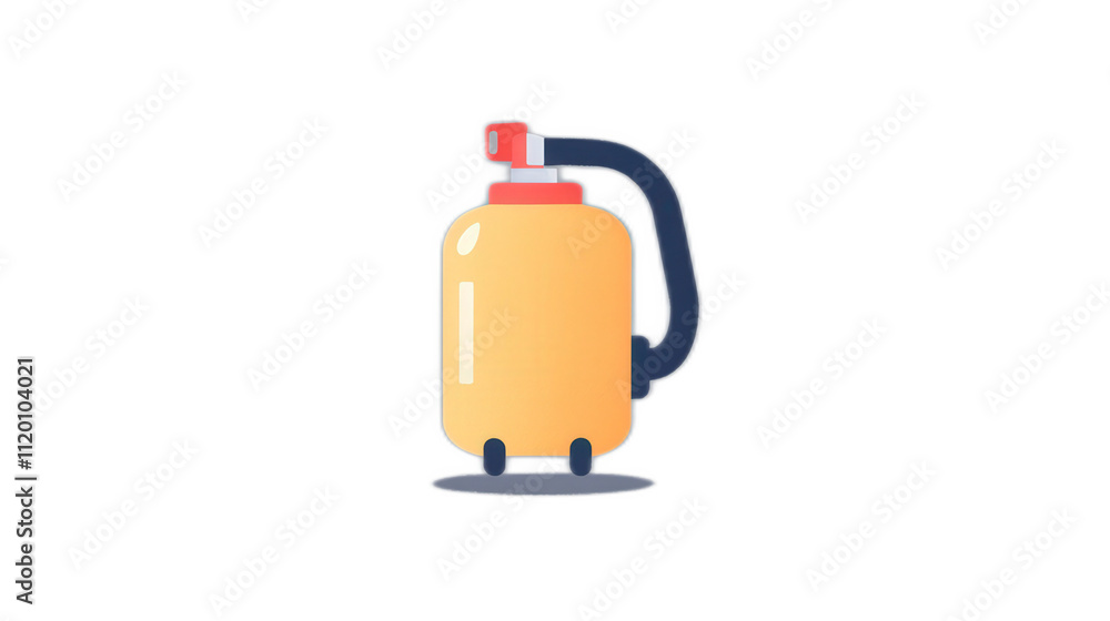 Colorful Cartoon Style Fire Extinguisher with Wheels and Handle