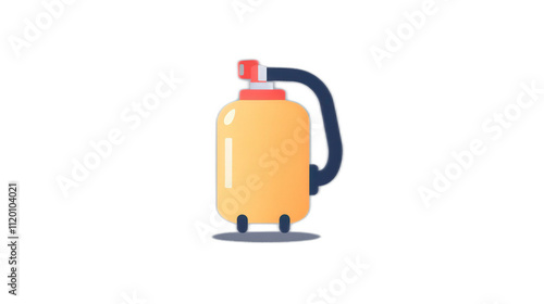 Obraz na płótnie Colorful Cartoon Style Fire Extinguisher with Wheels and Handle w salonie