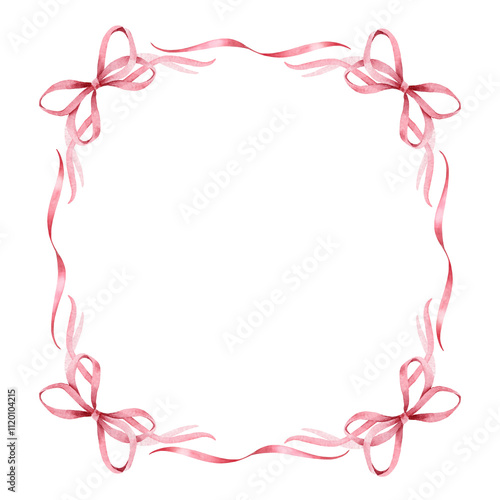 Festive Frame of red ribbons and bows.