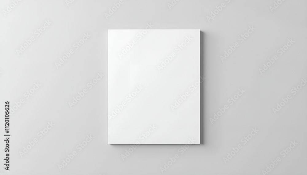 Flat sheet of white printer paper mockup on gray background with copy space Flat sheet of white printer paper mockup on gray background with copy space