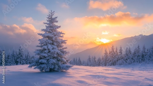 Wallpaper Mural A christmas setting in the mountains  Torontodigital.ca