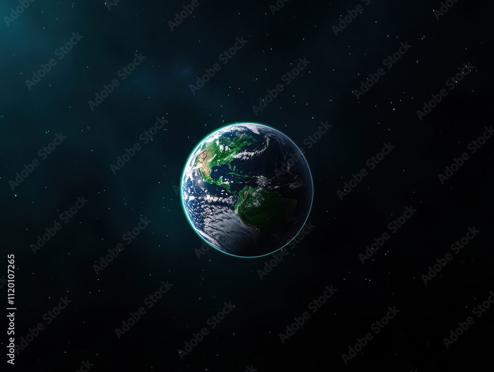 Obraz premium A stunning view of Earth set against the vastness of space, showcasing its vibrant colors and intricate details against the backdrop of twinkling stars.