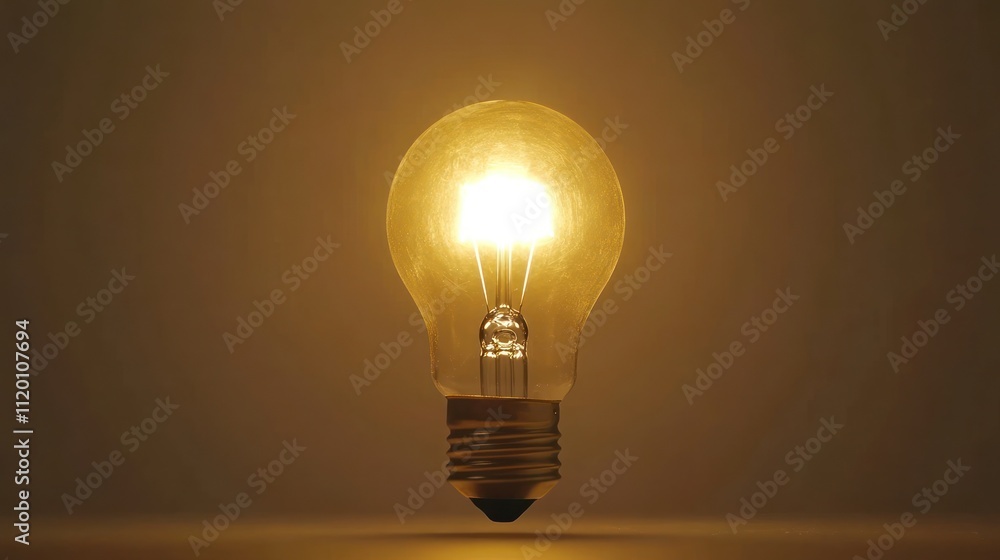 A glowing light bulb radiating warm light against a dark background. A glowing light bulb radiating warm light against a dark background.