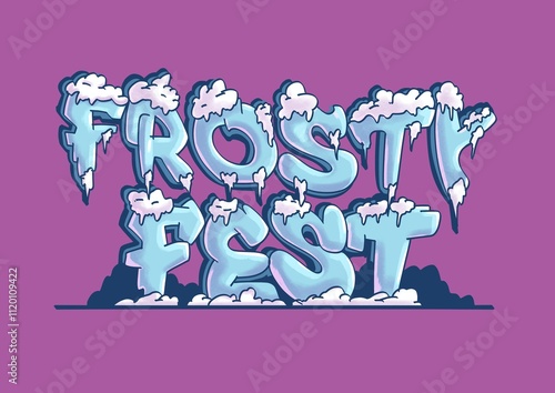 Frosty fest graphic design simple high quality image, design for winter holiday Christmas new year event 