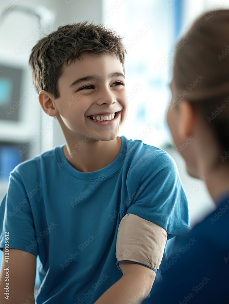 Pretty happy physiotherapist glad of results in boy's physiotherapy of injured shoulder Pretty happy physiotherapist glad of results in boy's physiotherapy of injured shoulder