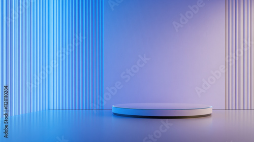 Minimalist Podium in Neon Lighting