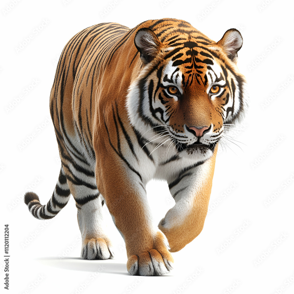 Obraz premium A majestic tiger walking gracefully forward.