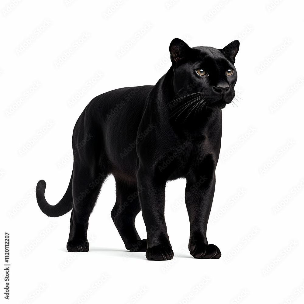 A majestic black panther in a natural pose. A majestic black panther in a natural pose.