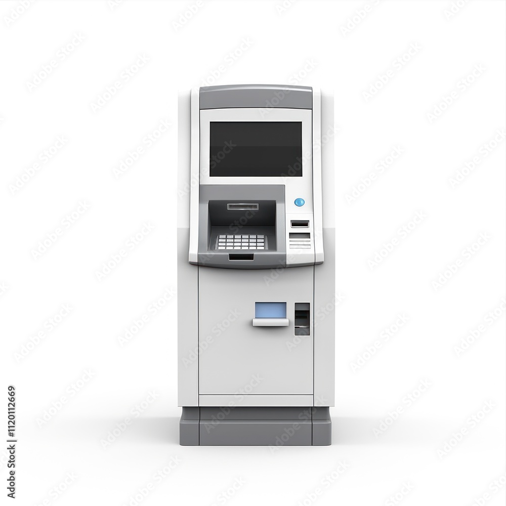 Convenient financial transactions, atm machine isolated on white background Convenient financial transactions, atm machine isolated on white background