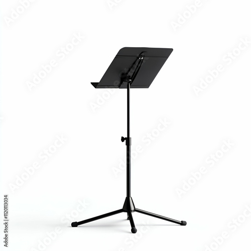 Black music stand for sheet music display.