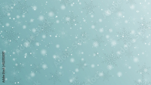 Abstract template with snowflakes, snow, bokeh on winter colors gradient background.