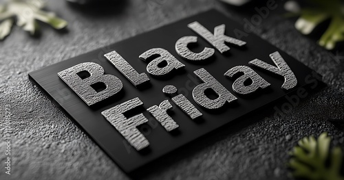 Black Friday Sale Card, Dark Gray Background. photo