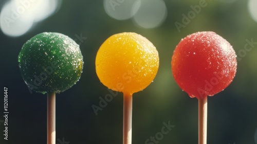 Vibrant Lollipops in a Row