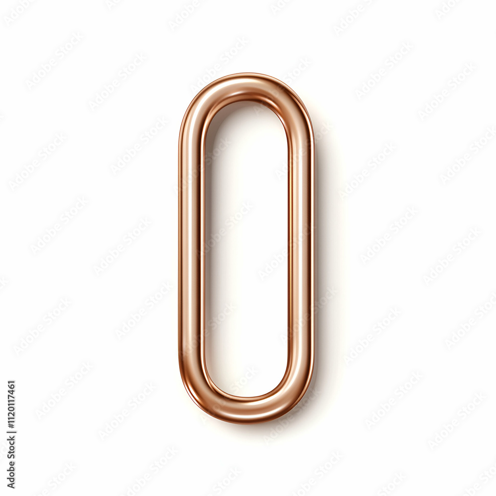 Stylish rose gold paperclip on a white background Stylish rose gold paperclip on a white background