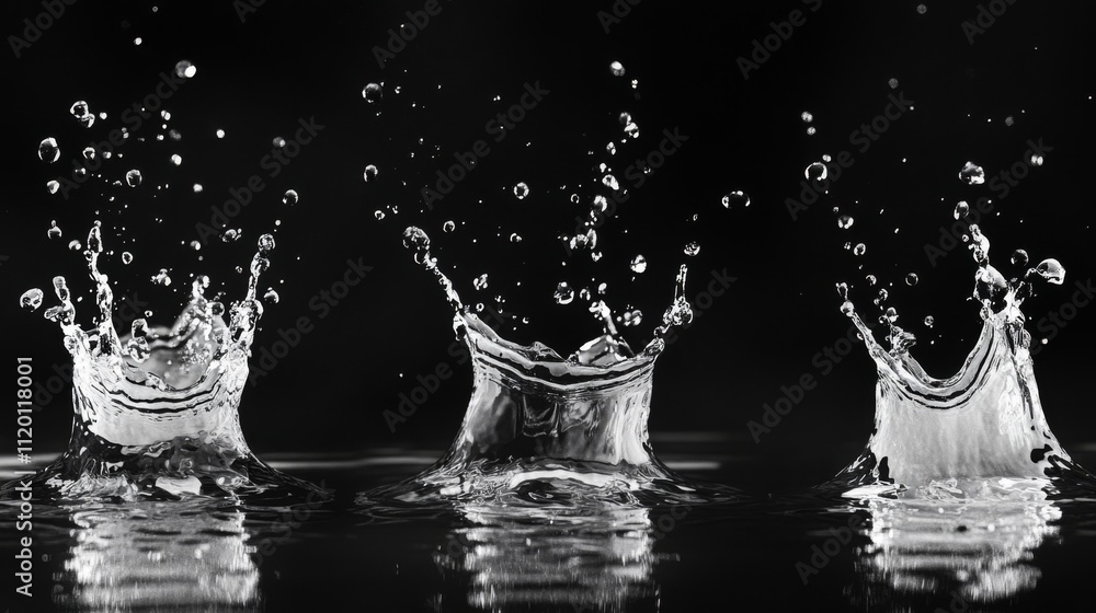 Stunning Water Splash Art: A Captivating Black and White Abstract Stunning Water Splash Art: A Captivating Black and White Abstract