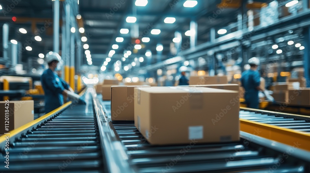 A pharmaceutical packaging area with conveyor belts transporting boxed medicines under bright lights. Workers in sterile gear ensure quality control. The scene conveys cleanliness and precision A pharmaceutical packaging area with conveyor belts transporting boxed medicines under bright lights. Workers in sterile gear ensure quality control. The scene conveys cleanliness and precision