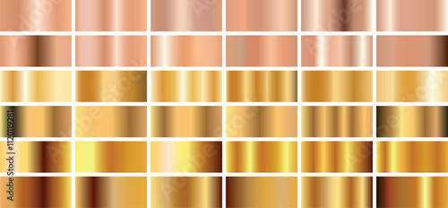 Gold vector palette. Set of gold metal textures.