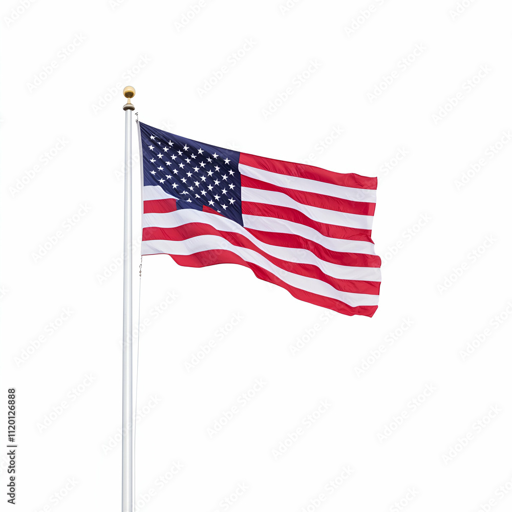 Fototapeta premium Waving American flag on a clear day.