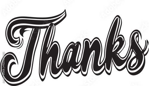 Thanks simple calligraphy, Modern had written lettering sign on white background