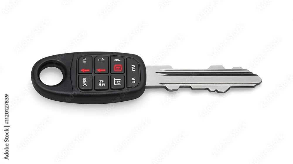 Car key with remote control buttons. Car key with remote control buttons.
