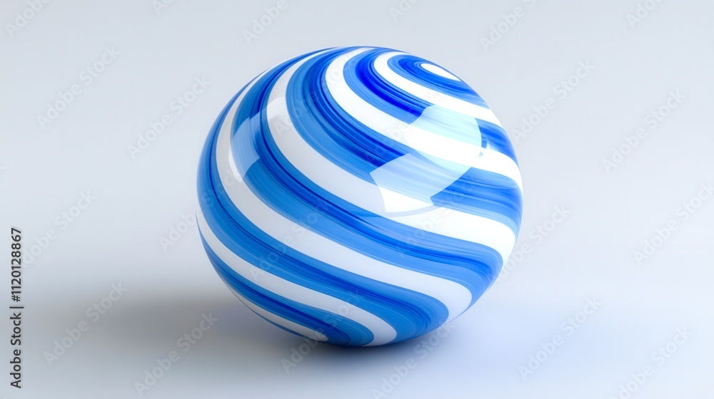 A glossy blue and white swirled orb sits against a soft backdrop, ideal for decor, branding, or artistic-themed projects highlighting modern design and color, A glossy blue and white swirled orb sits against a soft backdrop, ideal for decor, branding, or artistic-themed projects highlighting modern design and color,