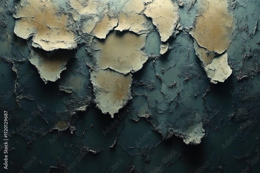 Close-up of peeling paint revealing textured layers on a wall. Close-up of peeling paint revealing textured layers on a wall.