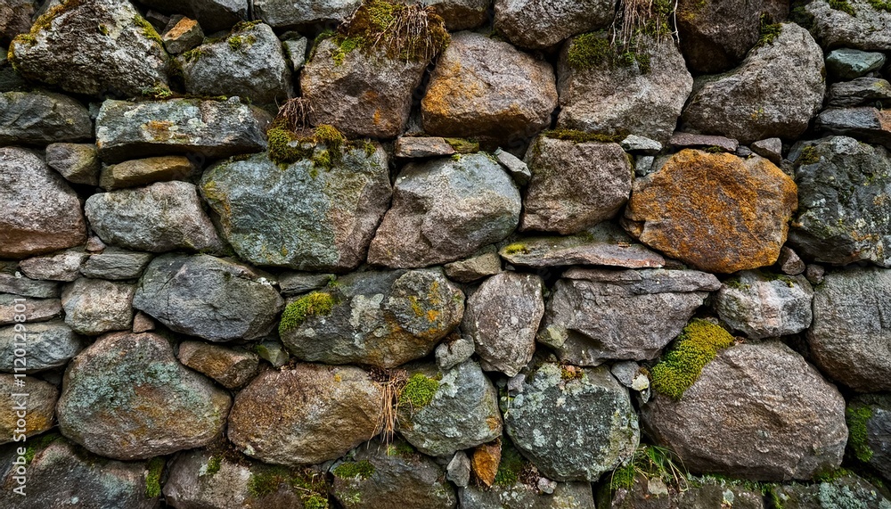 Detailed Stone Wall Texture with Irregularly Sized Stones Detailed Stone Wall Texture with Irregularly Sized Stones