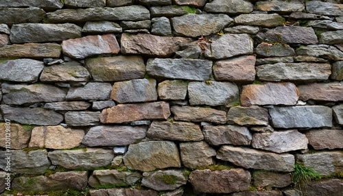 Detailed Stone Wall Texture with Irregularly Sized Stones photo