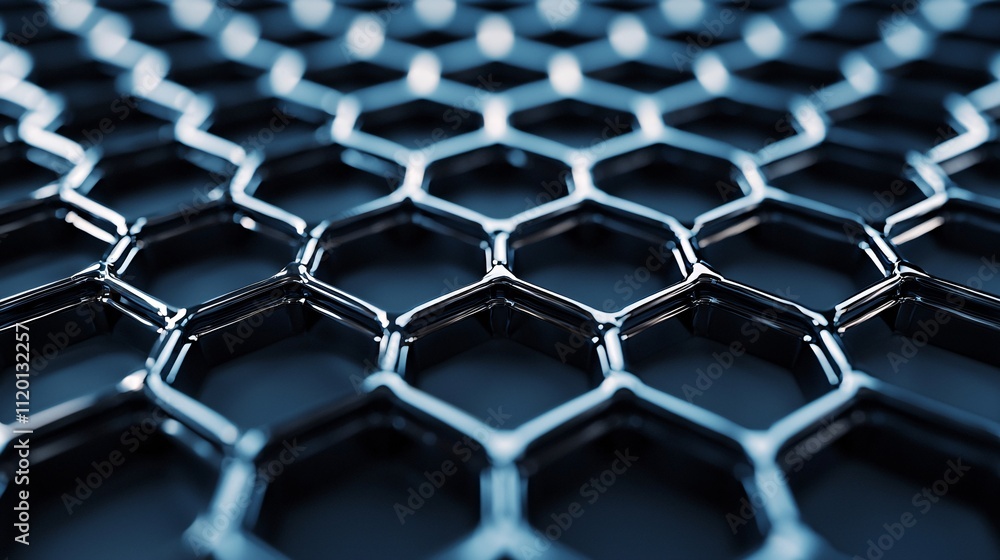 Naklejka premium hexagon honeycomb structure design with metal symmetry and cells for visual connectivity and efficiency.