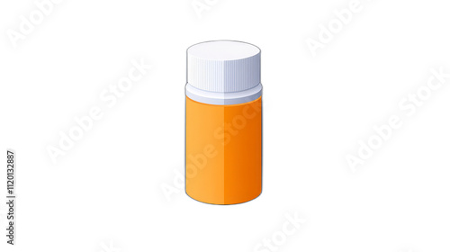 Obraz na płótnie Orange Prescription Bottle with White Lid on Transparent Background w salonie
