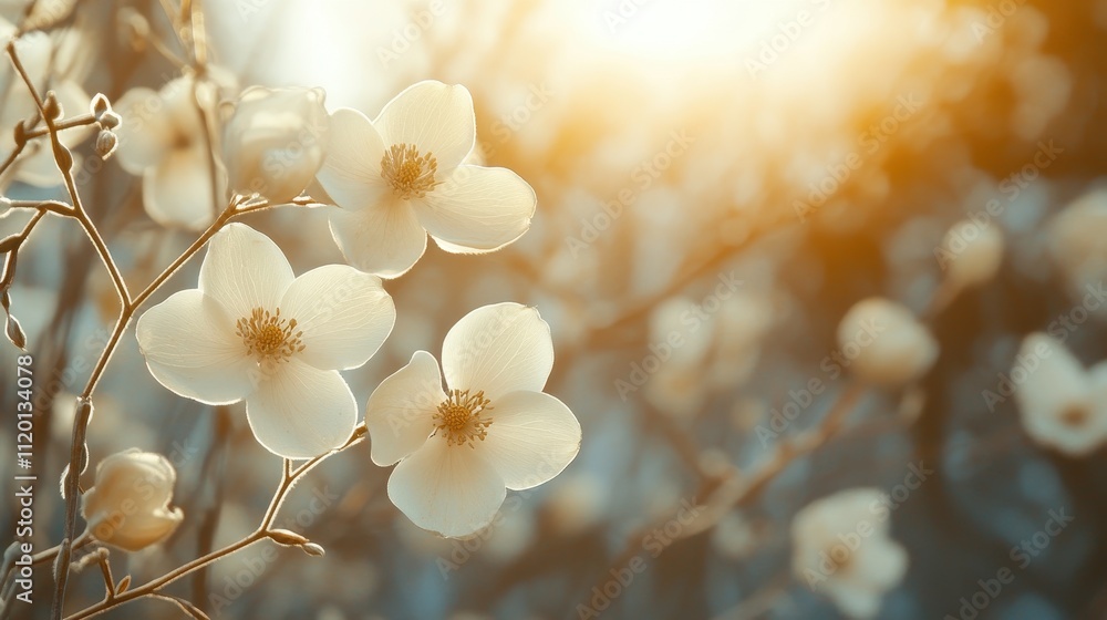 Fototapeta premium Soft Floral Pattern with Large White Space for Text