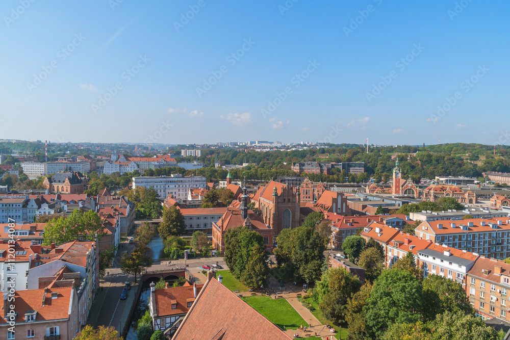 Obraz premium View of Gdansk from the observation deck. Panorama of the city.