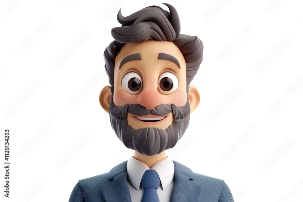 3d businessman professional with beard and expressive face in suit and tie isolated on transparent png background. 3d businessman professional with beard and expressive face in suit and tie isolated on transparent png background.