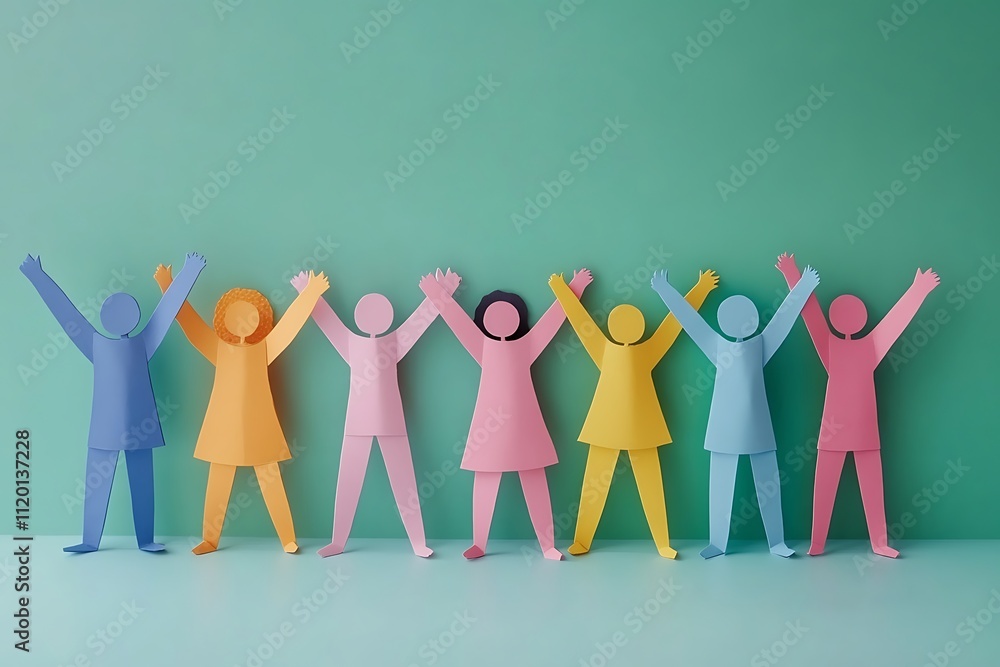 Diverse Paper People Celebrating Success Together Diverse Paper People Celebrating Success Together
