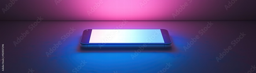 Blank mobile screen on purple background horizontally, Ai-powered mobile app visualizing personalized relaxation modern workspace digital art indoor aesthetic concept Blank mobile screen on purple background horizontally, Ai-powered mobile app visualizing personalized relaxation modern workspace digital art indoor aesthetic concept