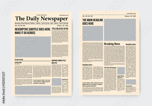 newspaper template old style. the daily newspaper vintage design template
