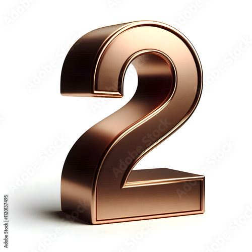 3d bronze number 2 isolated