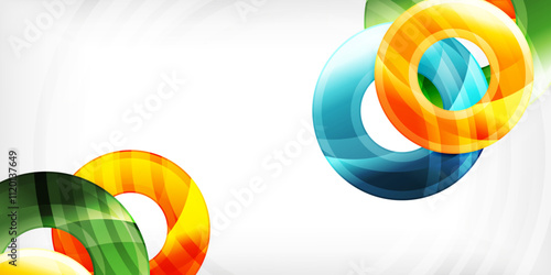 Bright colorful circles with light effects. Abstract background