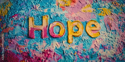 Wallpaper Mural A close-up shot of the word "Hope" written in beautiful calligraphy on a colorful background, conveying positivity. Torontodigital.ca