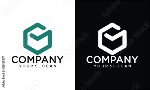Creative Modern letter Cm hexagon shape monogram polygon initial logo unique ideas