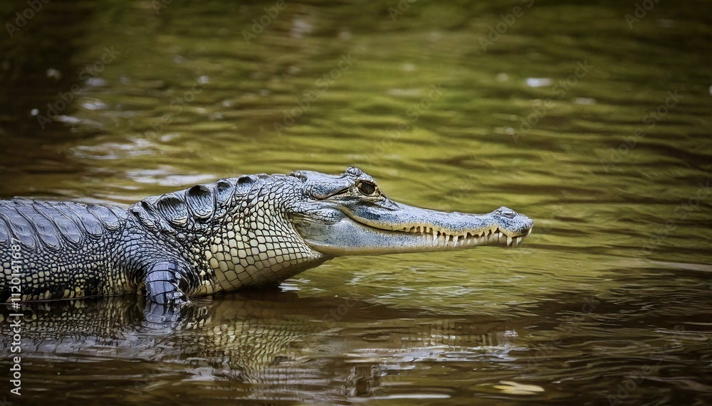 a Gharial standing in the river