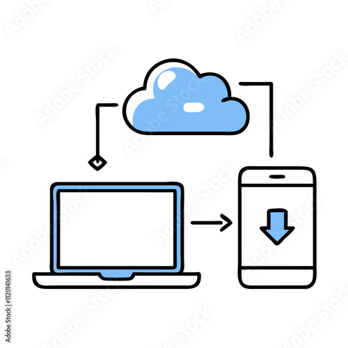 Laptop, Smartphone, and Cloud Storage Icon for Digital Solutions