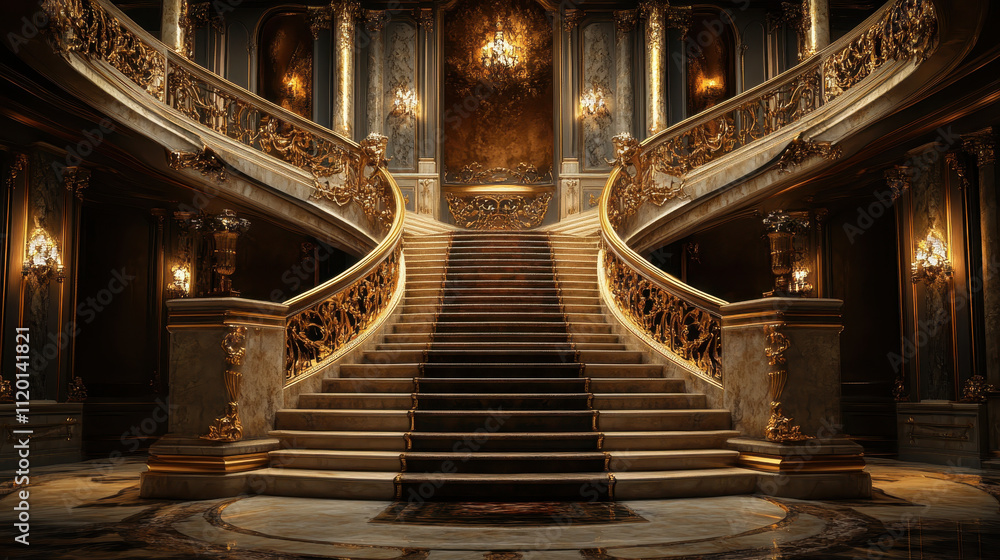 Obraz premium grand staircase in luxurious palace interior with ornate details