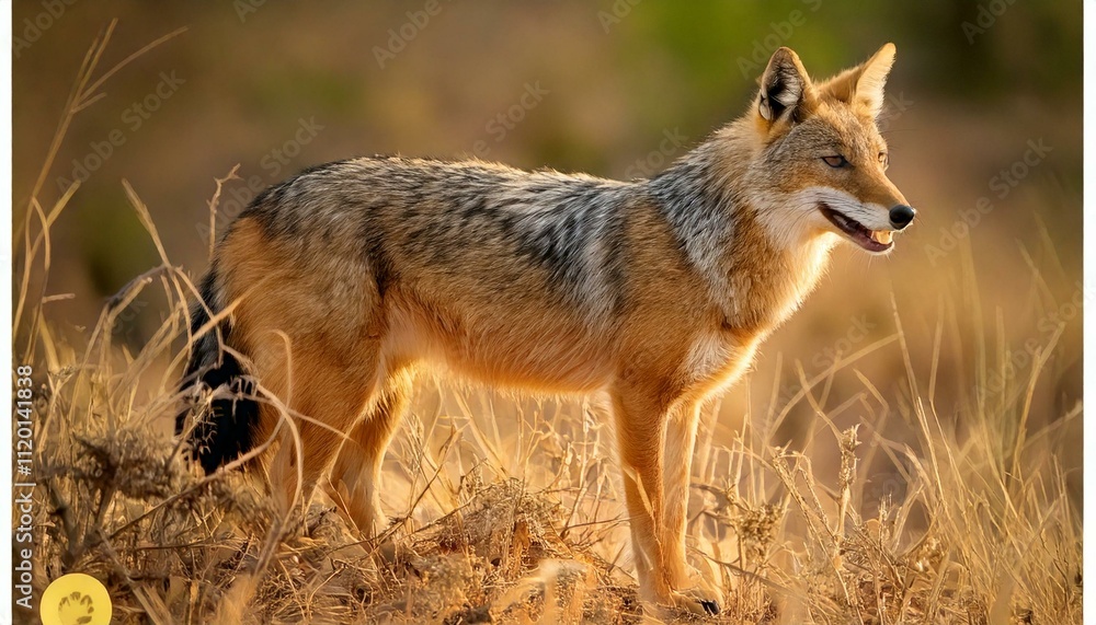 Fototapeta premium a Golden Jackal standing in the wild.