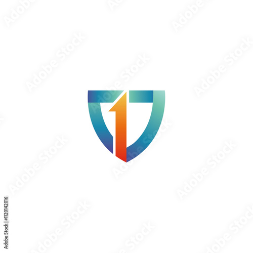 Number 1 shield logo design template